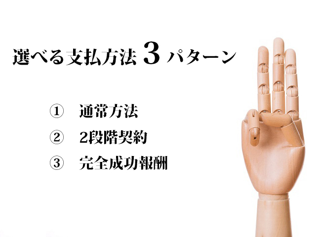 ご依頼料金の支払方法には3つあります（リスク回避の提案）