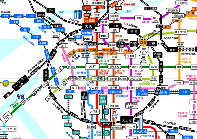 大阪の路線図