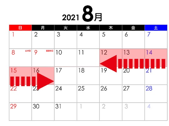 2021年の夏季休業